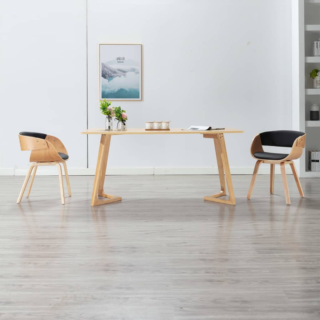 Eetkamerstoelen Gebogen Hout En Kunstleer Bruin