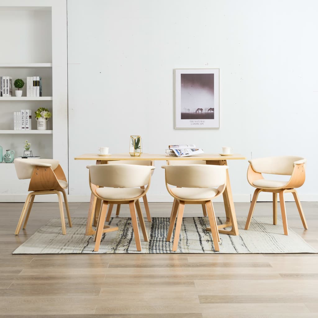 Eetkamerstoelen Gebogen Hout En Kunstleer