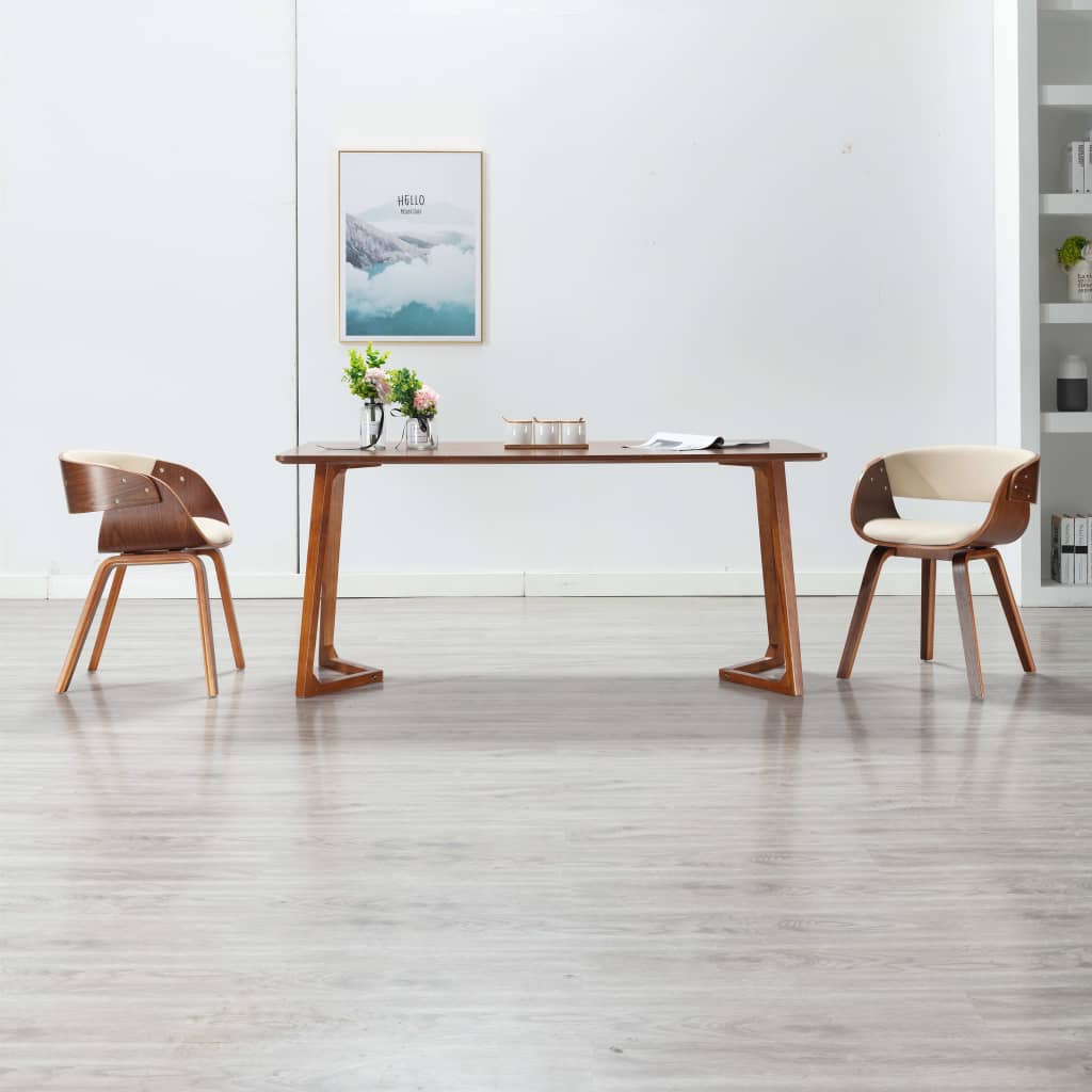 Eetkamerstoelen Gebogen Hout En Kunstleer Bruin