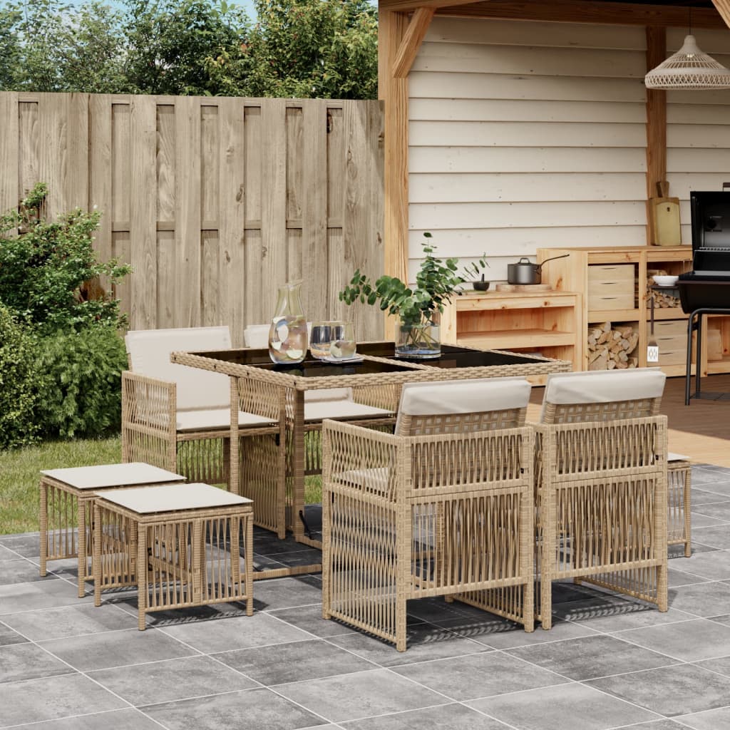 11-Delige Tuinset Met Kussens Poly Rattan