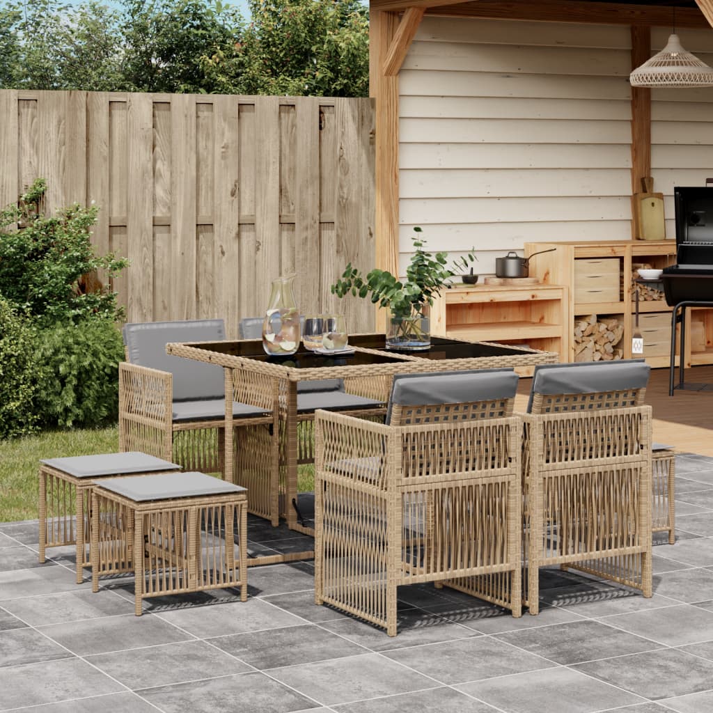 11-Delige Tuinset Met Kussens Poly Rattan