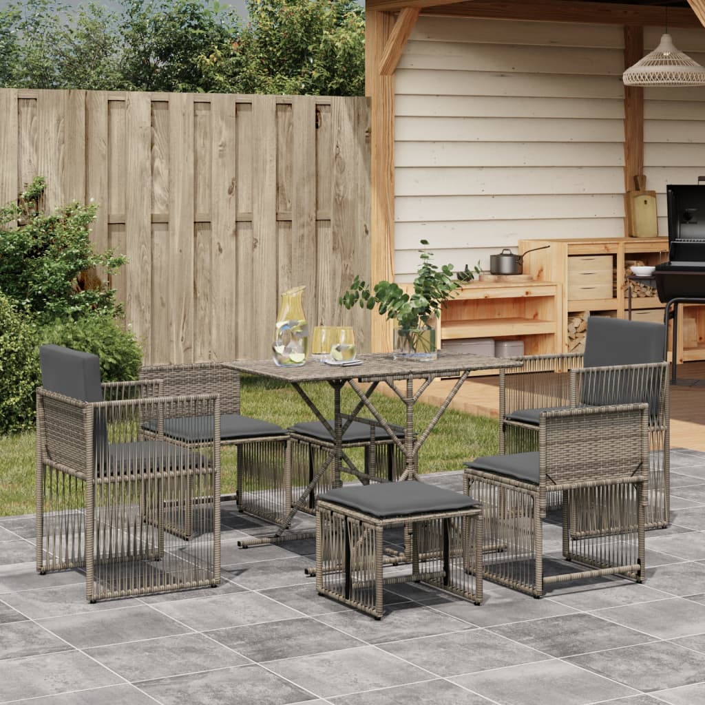 7-Delige Tuinset Met Kussens Poly Rattan