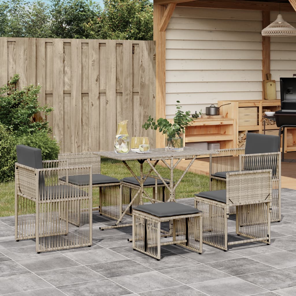 7-Delige Tuinset Met Kussens Poly Rattan