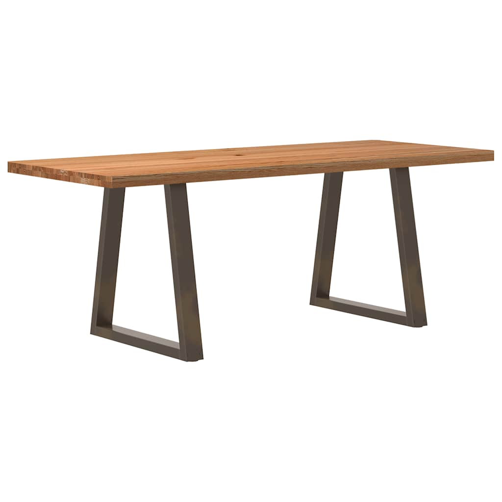 Eettafel Rechthoekig 240X100X74 Cm Massief Eikenhout Lichtbruin Natural Steel