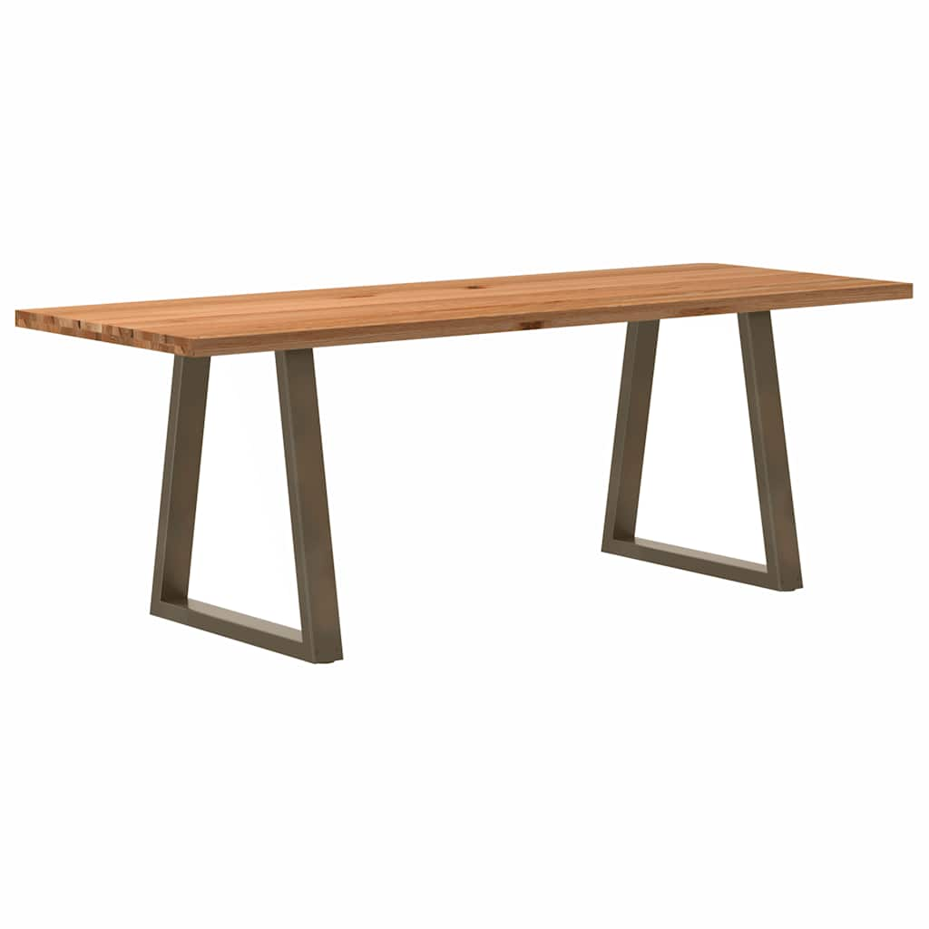 Eettafel Rechthoekig 240X100X74 Cm Massief Eikenhout Lichtbruin Natural Steel