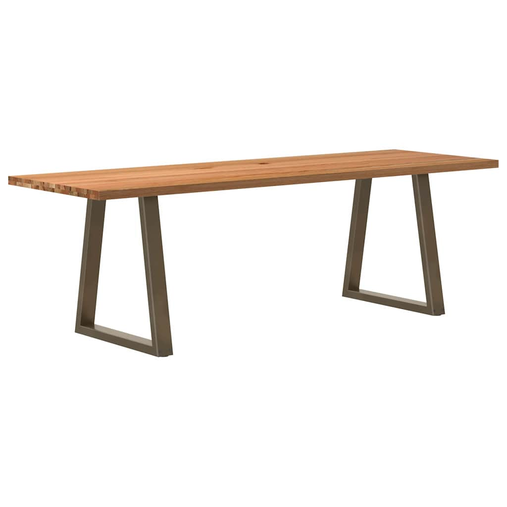 Eettafel Rechthoekig 240X100X74 Cm Massief Eikenhout Lichtbruin Natural Steel