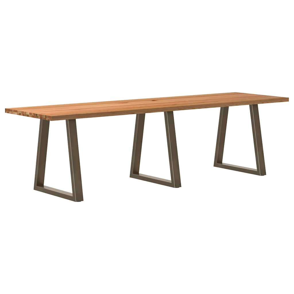 Eettafel Rechthoekig 240X100X74 Cm Massief Eikenhout Lichtbruin Natural Steel