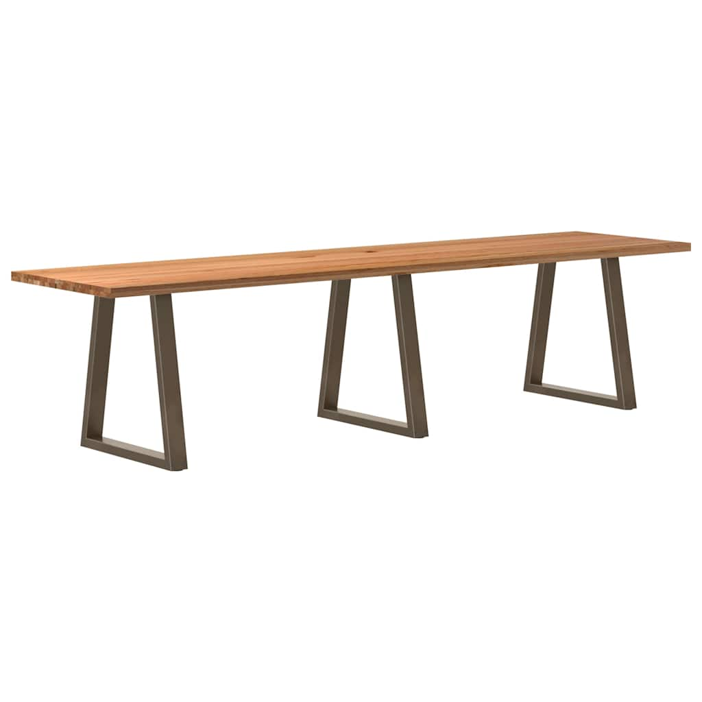 Eettafel Rechthoekig 240X100X74 Cm Massief Eikenhout Lichtbruin Natural Steel