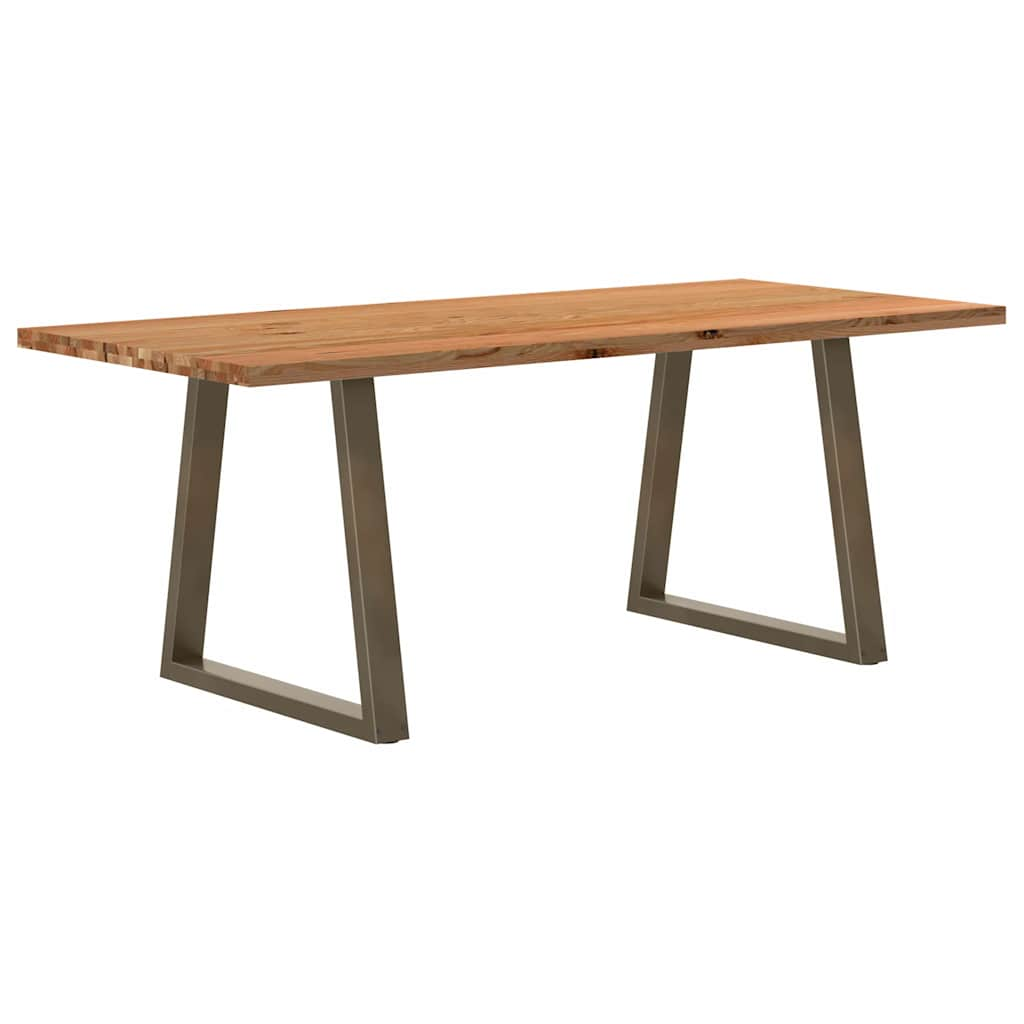 Eettafel Rechthoekig 240X100X74 Cm Massief Eikenhout Lichtbruin Natural Steel