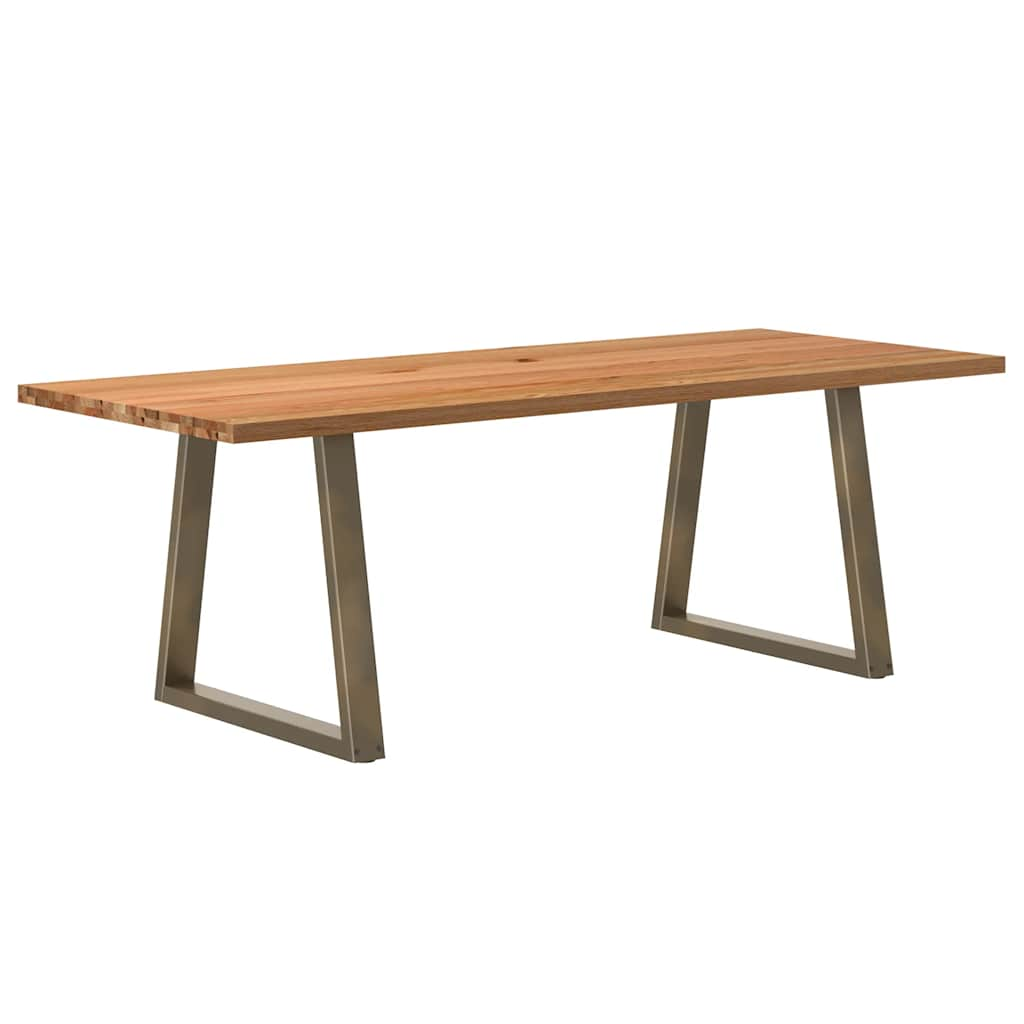 Eettafel Rechthoekig 240X100X74 Cm Massief Eikenhout Lichtbruin Natural Steel