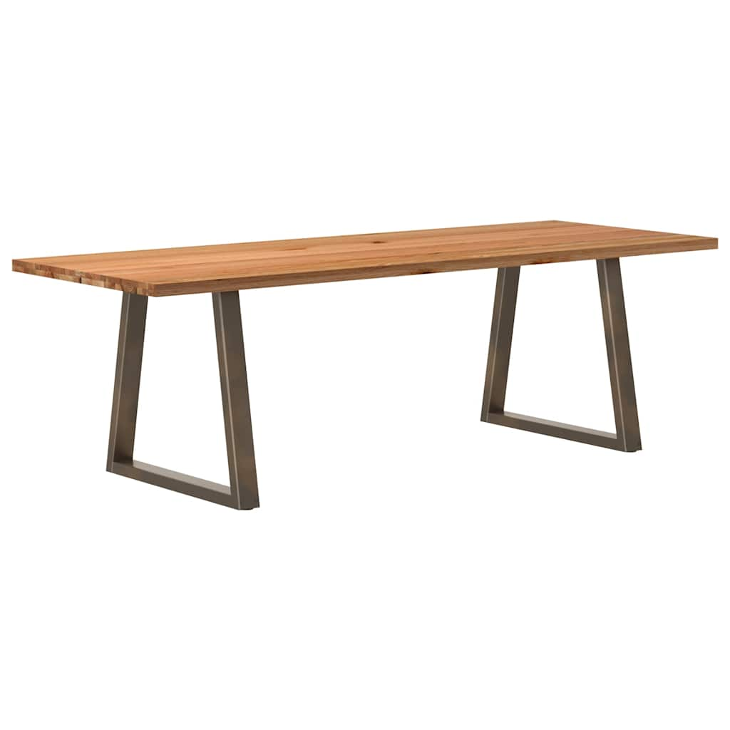 Eettafel Rechthoekig 240X100X74 Cm Massief Eikenhout Lichtbruin Natural Steel