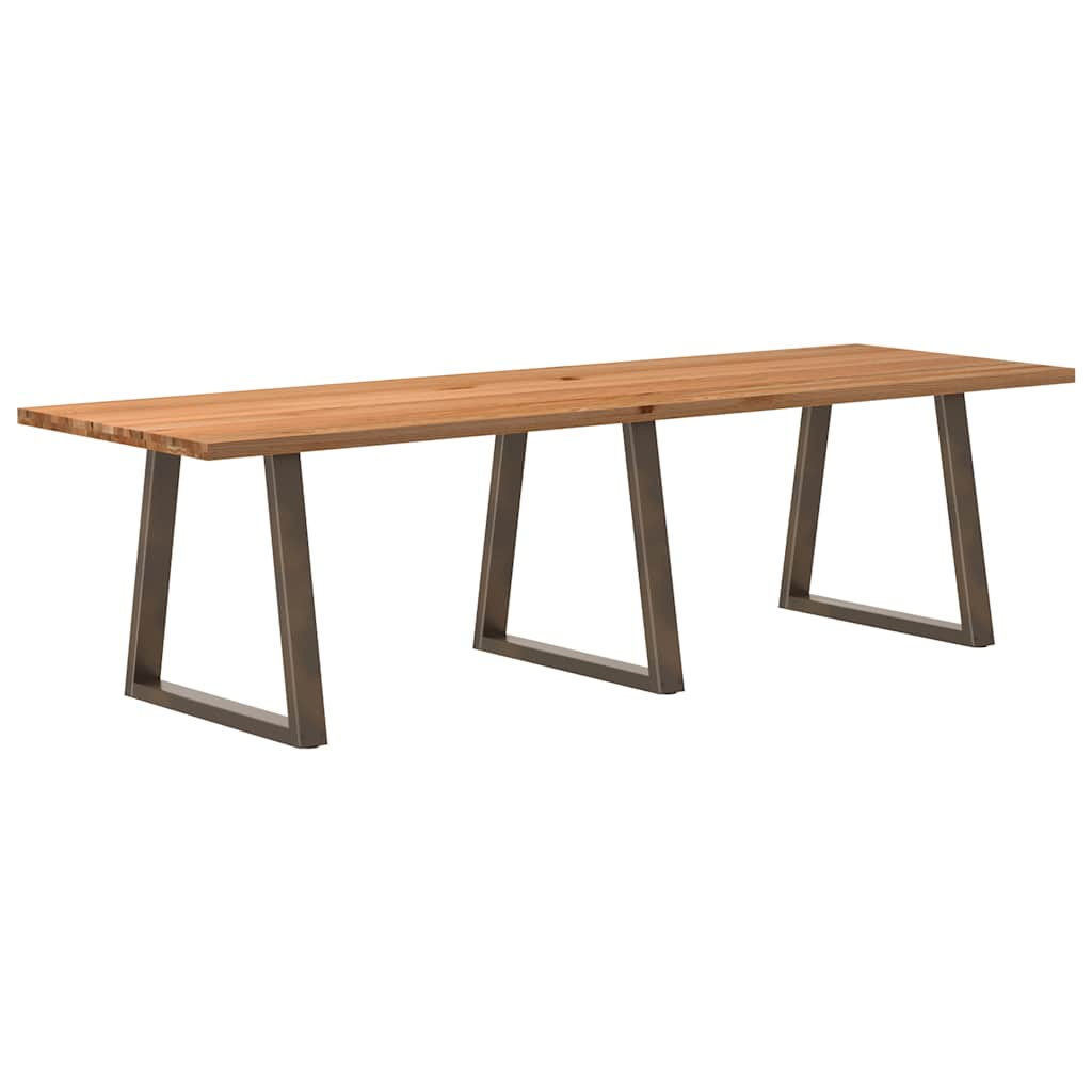 Eettafel Rechthoekig 240X100X74 Cm Massief Eikenhout Lichtbruin Natural Steel