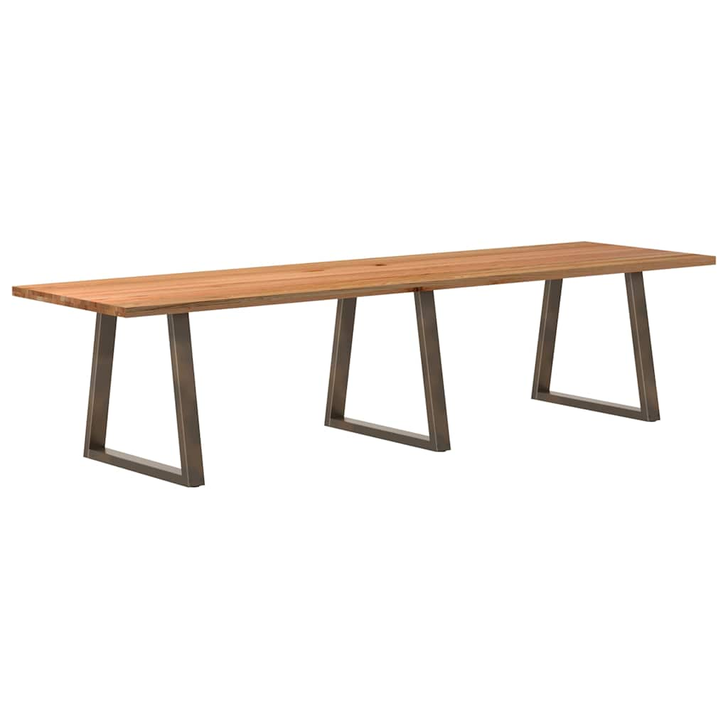 Eettafel Rechthoekig 240X100X74 Cm Massief Eikenhout Lichtbruin Natural Steel