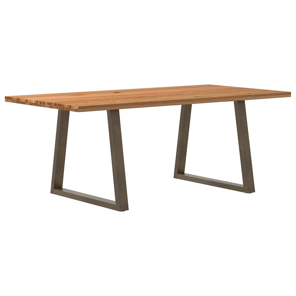 Eettafel Rechthoekig 240X100X74 Cm Massief Eikenhout Lichtbruin Natural Steel