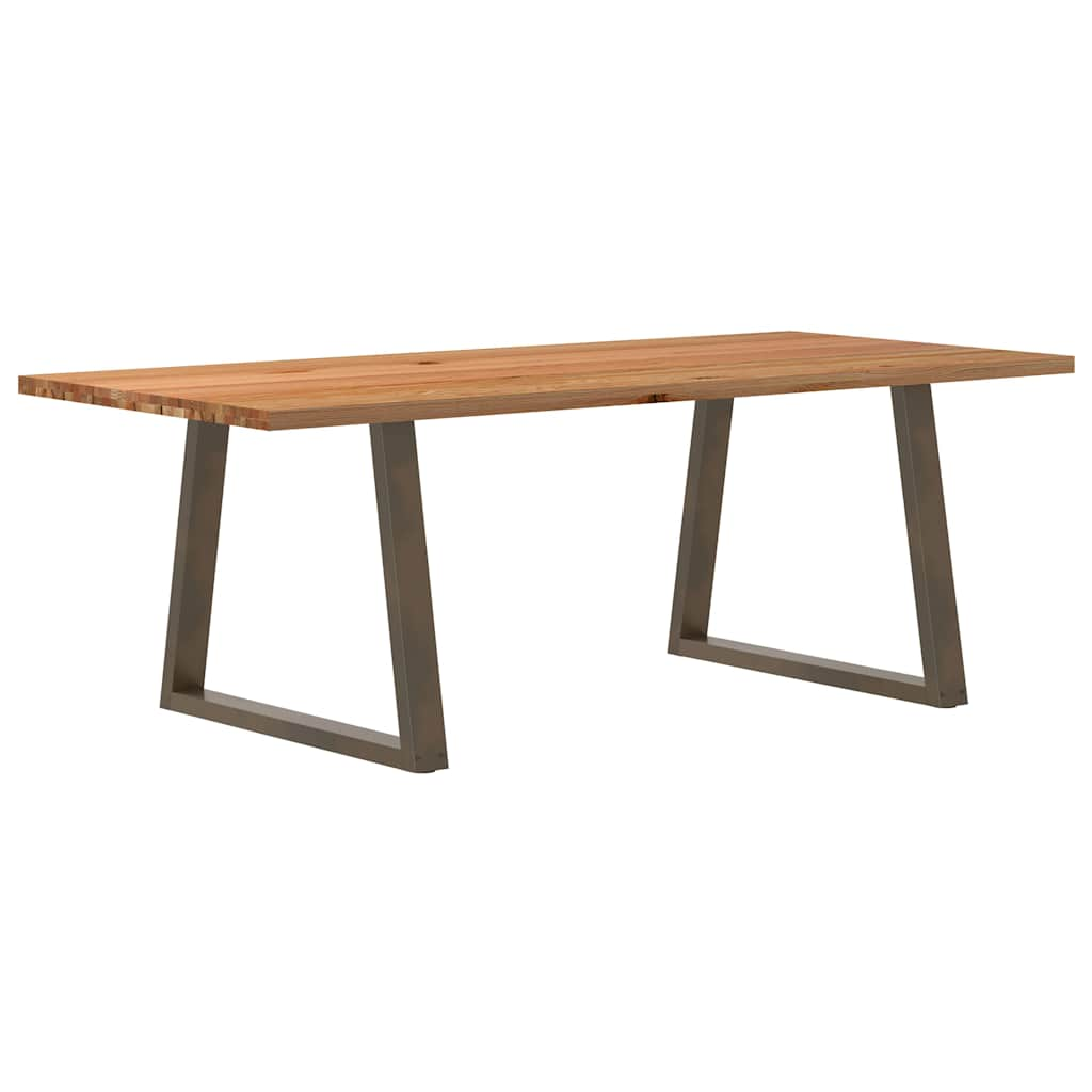 Eettafel Rechthoekig 240X100X74 Cm Massief Eikenhout Lichtbruin Natural Steel