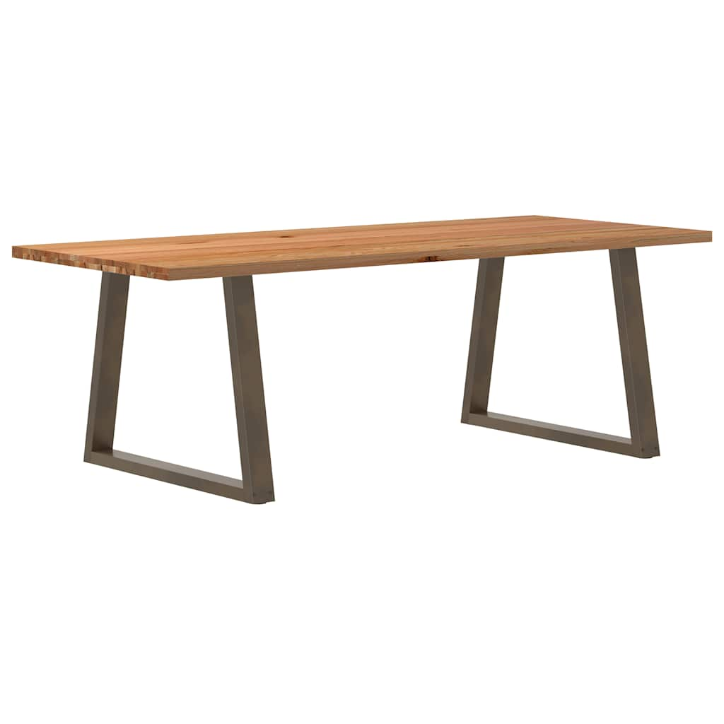 Eettafel Rechthoekig 240X100X74 Cm Massief Eikenhout Lichtbruin Natural Steel