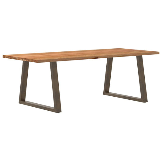 Eettafel Rechthoekig 240X100X74 Cm Massief Eikenhout Lichtbruin Natural Steel