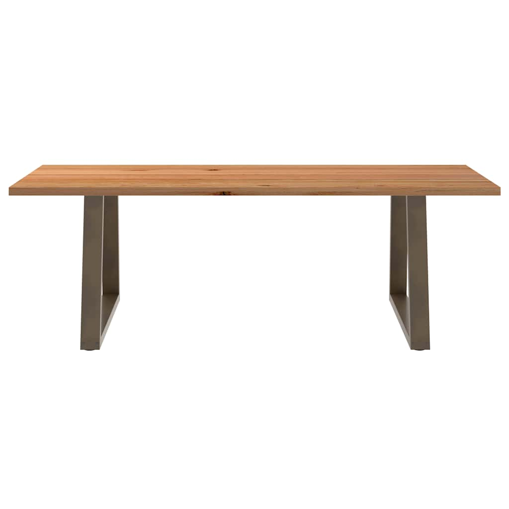 Eettafel Rechthoekig 240X100X74 Cm Massief Eikenhout Lichtbruin Natural Steel