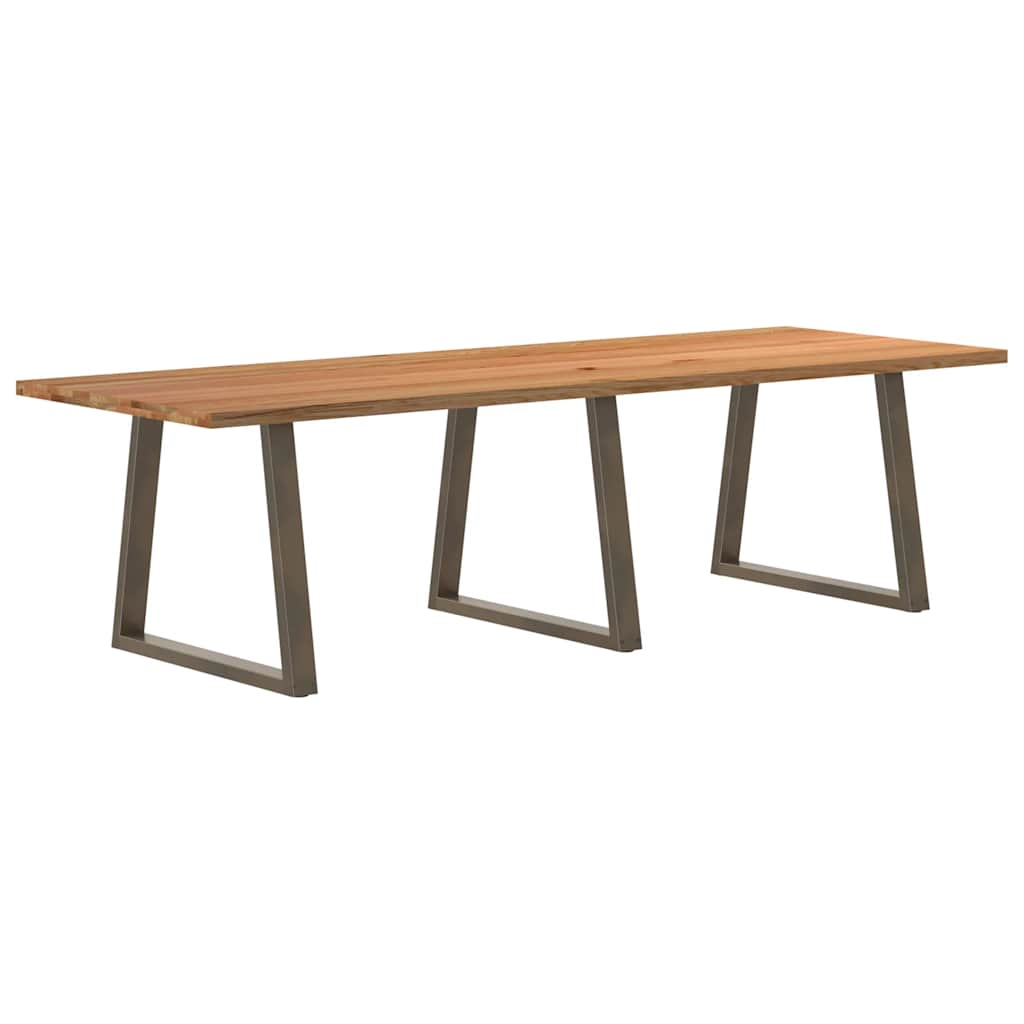 Eettafel Rechthoekig 240X100X74 Cm Massief Eikenhout Lichtbruin Natural Steel