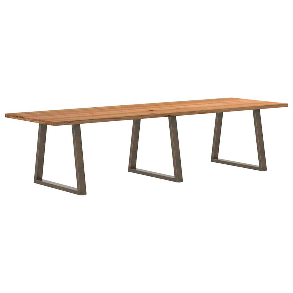 Eettafel Rechthoekig 240X100X74 Cm Massief Eikenhout Lichtbruin Natural Steel