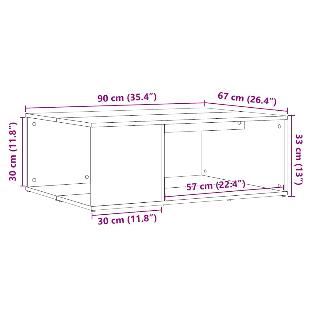 Salontafel 90X67X33 Cm Bewerkt Hout