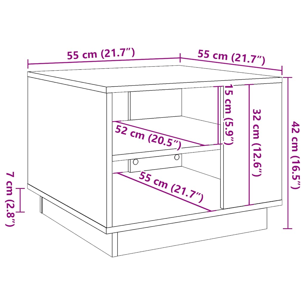 Salontafel 55X55X42 Cm Bewerkt Hout Kleurig