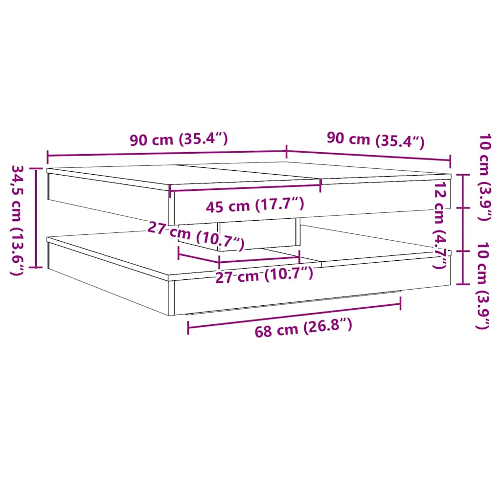 Salontafel 360 Graden Draaibaar 90X90X34,5 Cm Kleur