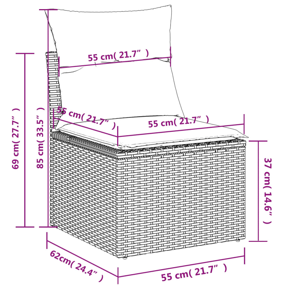 1 Tuinset Met Kussens Poly Rattan