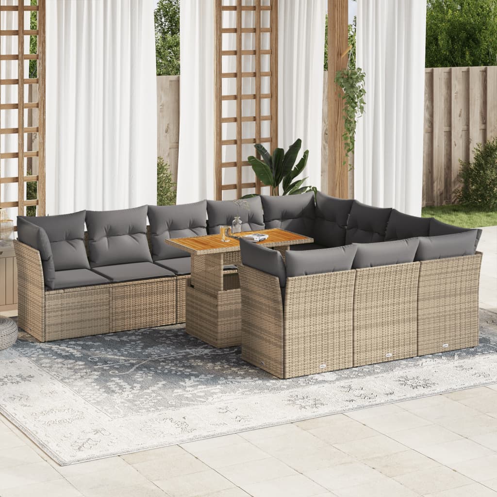 1 Tuinset Met Kussens Poly Rattan