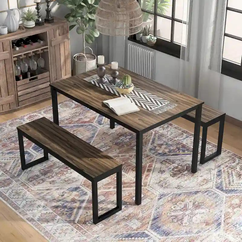 Ensemble de salle à manger 3 pièces en métal de style transitionnel