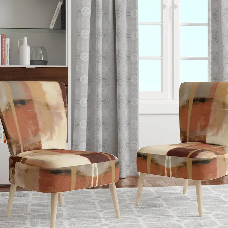 Fauteuil d'appoint abstrait rembourré marron chocolat — Fauteuil de style moderne et contemporain