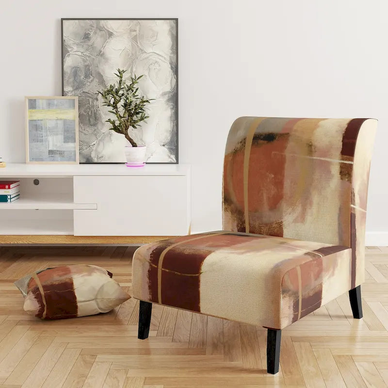 Fauteuil d'appoint abstrait rembourré marron chocolat — Fauteuil de style moderne et contemporain