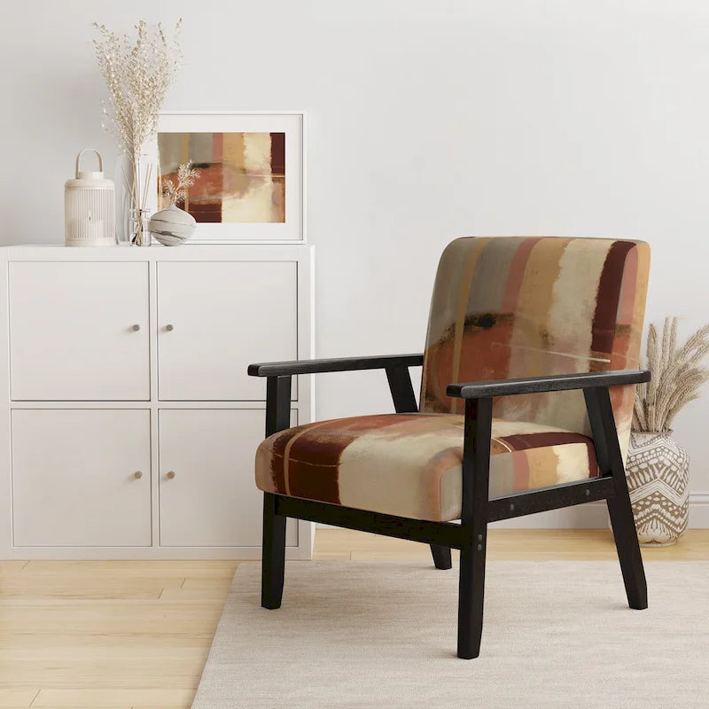 Fauteuil d'appoint abstrait rembourré marron chocolat — Fauteuil de style moderne et contemporain